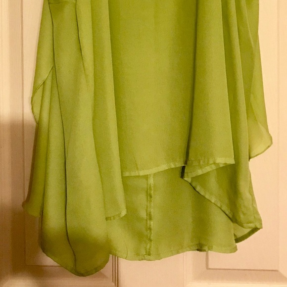 Lime Green Short Sleeve Pleated Blouse - Picture 5 of 5